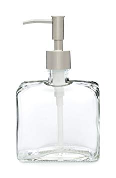 Urban Square Recycled Glass Soap Dispenser with Metal Pump (Stainless Rustic)