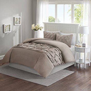 Comfort Spaces – Cavoy Duvet Cover Mini Set - 3 Piece – Taupe – Tufted Pattern – Full/Queen size, includes 1 Duvet Cover, 2 Shams