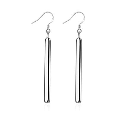 Minimalist 925 Sterling Silver Plated Long Bar Dangle Drop Earrings for Women Elegant Dangling Hypoallergenic