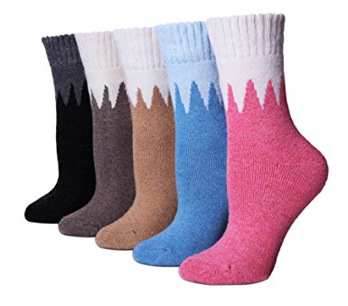 Dosoni Women's Comfort Blend Merino Wool Thick Warm Women Socks Winter Socks-5 Packs