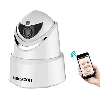 KEEKOON HD 1080P Wireless/Wired Wifi IP Camera, Baby Monitor with Two-Way Talk & Pan/Tilt & Night Vision (WHITE)