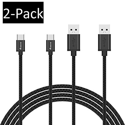 Samsung Note 8 Fast Charger Cable, CeeOne 2-Pack 6.6ft / 2m Reversible USB 3.1 Type C High-speed Nylon Braided Cord for Samsung Note 8, Galaxy S8 / S8 Plus, LG G6 / G5, Google Pixel and More (Black)