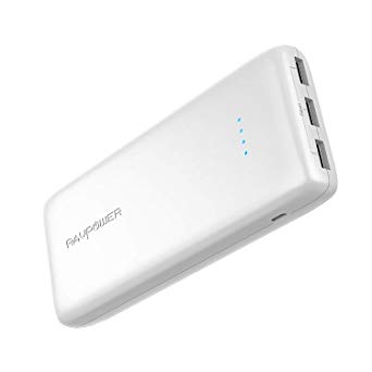 Portable Charger RAVPower 22000mAh Power Bank 22000 Battery Pack Charger 5.8A Output 3-Port (2.4A Input, Triple iSmart 2.0 USB Ports, Li-Polymer Battery) Battery Charger for Smartphone Tablet-White