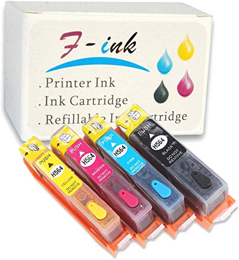 F-INK Full Refillable Ink Cartridge Replacement For HP 564 564XL Ink,Works With Deskjet 3070A 3522 3526 Photosmart 5510 5511 5514 5515 5522 6510 b109a b109n b11 b209a b210a Printer