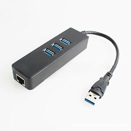 3-Ports USB 3.0 Gigabit Ethernet Port RJ45 Wired Network Adapter Hub to 1000Mbps