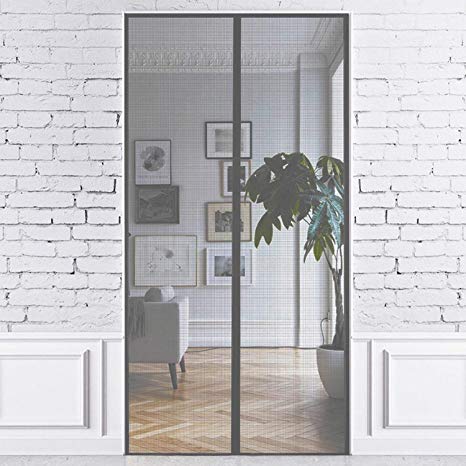 PREMIUM MAGNETIC FIBERGLASS MESH SCREEN DOOR By Just Relax - Magnetic Seal To Keep Bugs Out, Fresh Air In, Great For All Doors, Patios, Easy Install, SCREEN 36x83 Inches, FITS DOORS 34x82 Inch (Grey)