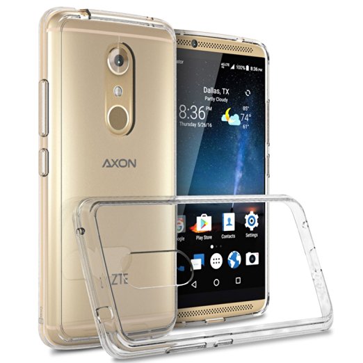 ZTE Axon 7 Clear Case, CoverON® [ClearGuard Series] Hard Clear Back Cover with Flexible TPU Bumpers Slim Fit Phone Cover Case for ZTE Axon 7 - Clear