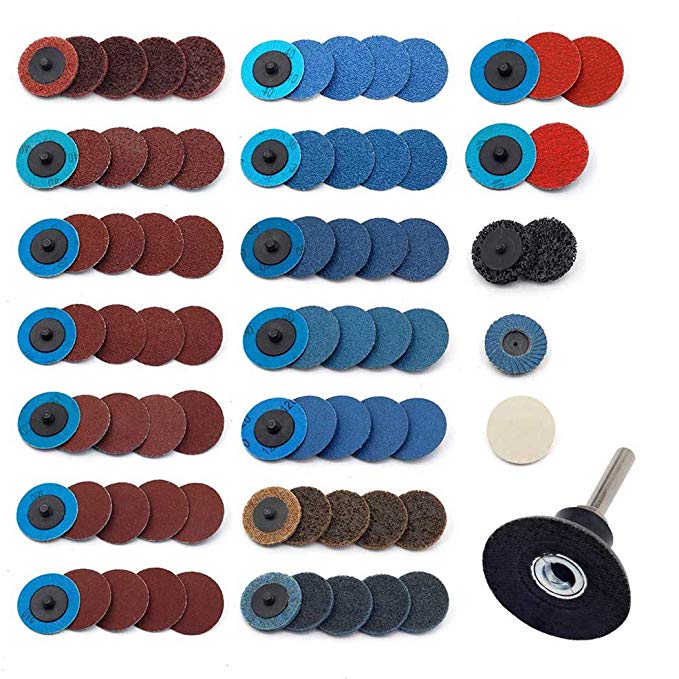 Sanding Discs Set 80 Pcs YUFUTOL 2 inch Roloc Quick Change Discs with a 1/4 inch Holder,Surface Conditioning Discs for Die Grinder Surface Prep Strip Grind Polish Burr Finish Rust Paint Removal