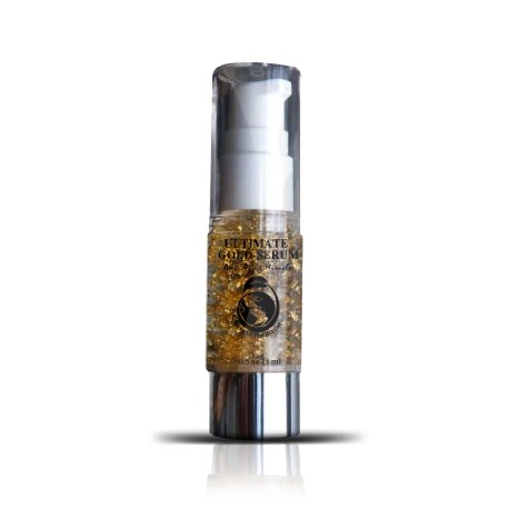 Gold Serum Elixir Facial Skin Repair, Finest Most Exquisite Pure 24k Gold Flaked Leaf Ultimate Facial Serum Fused with Collagen. Best Most Effective Serum Available.