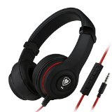 Darkiron N8 Headphones Headset with In line Mic and Volume Control Extremely Soft Ear Pad Noise Cancelling Cute Earphones for Cellphone Smartphone IphoneipadlaptoptabletcomputerMP3MP4etc Best Christmas GiftsBlack