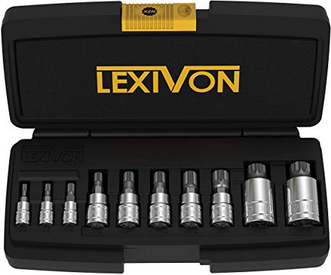 LEXIVON XZN Triple Square Spline Bit Socket Set, Premium S2 Alloy Steel | 10-Piece European Style M4 - M18 Set | Enhanced Storage Case (LX-145)