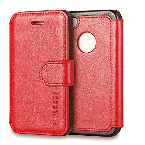 iPhone 4s Case Wallet,Mulbess [Layered Dandy][Vintage Series][Wine Red] - [Ultra Slim][Wallet Case] - Leather Flip Cover With Credit Card Slot for Apple iPhone 4s / iPhone 4