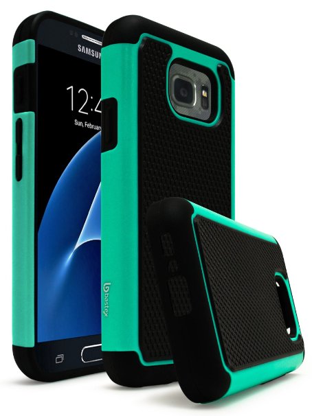 Galaxy S7 Active Case, Bastex Hybrid Slim Fit Rugged Heavy Duty Black Rubber Silicone Cover Hard Plastic Teal & Black Protective Shock Case for Samsung Galaxy S7 Active G891A
