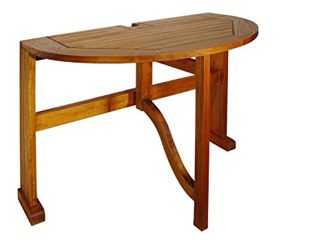 Blue Star Group Terrace Mates Caleo Half Round Table, Natural Wood Stain