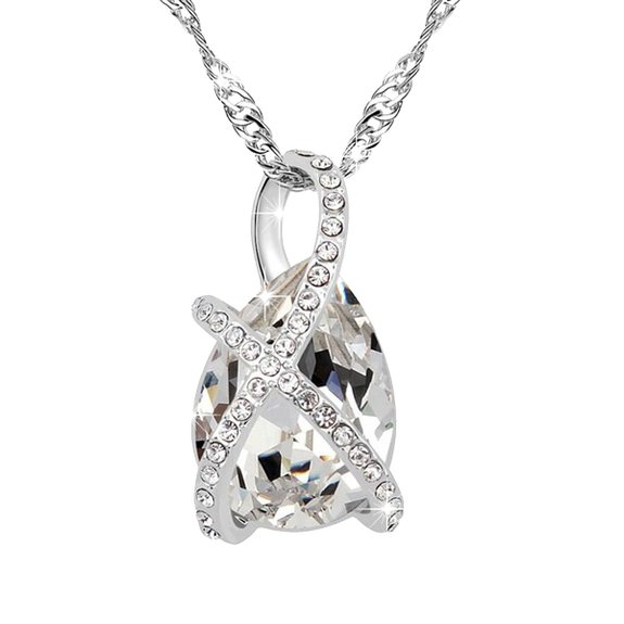 Mabox "Heart of the Ocean" Blue Crystal Heart Shape Pendant Necklace Jewellry.Huge Bermuda Blue Heart Crystal, Symbol of Love