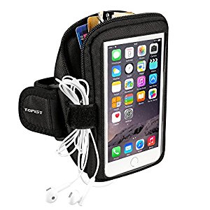 Topist Sports Armband,Running / Workout / Exercise/Sport Sweatproof Armband with Key Holder and Card Pouch for iPhone 7 plus /6S plus /6 plus,Samsung Galaxy S7/S6/S5/S4/Note 4/3/2 and More 5.5 inch Smartphones(Black)
