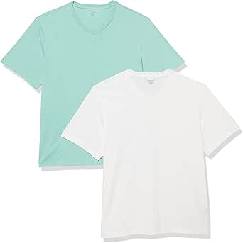 Amazon Essentials Men's Regular-Fit Short-Sleeve V-Neck T-Shirt (Available in Big & Tall), Pack of 2