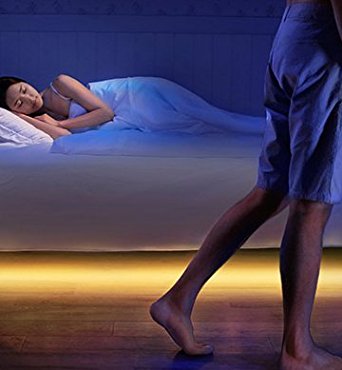 Motion Activated Bed Light,Magnolian 1.2M Flexible LED Strip Sensor Night Light, Under Cabinet, Under Bed, Hallway,Wardrobe,Kitchen Accent Lighting Kit with Automatic Shut-off Timer,Warm Soft Glow