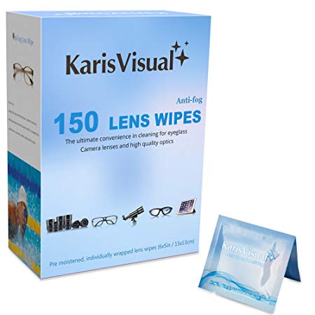KarisVisual Lens Wipes, 150 Pre-Moistened Cleaning Wipes for Clean Eyeglasses, Tablets, Camera Lenses, Screens, Keyboards and Other Delicate Surfaces