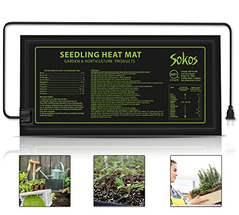 Seedling Heat Mat, SOKOS Durable Waterproof Seedling Heat Mat Warm Hydroponic Heating Pad 10" x 20" Using In Home Garden