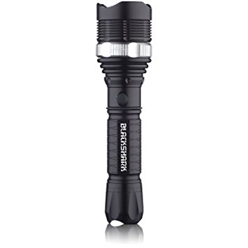 BlackShark 10 Watt T6 Mini LED Flashlight; Torch for Riding, Camping, Hiking, Hunting; Adjustable Focus Self-defense Tactical Flashlight; Wear Resistant Finish (Battery Not Included) (Black)