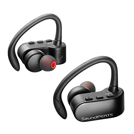 True Wireless Stereo Bluetooth 4.2 Headphones Cordless Earphones Sweatproof In-Ear Headset with Mic, Secure Fit for Sports