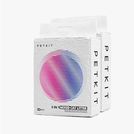 PETKIT Litière Mixte 5 en 1 pour Chats,Chasse d'eau，sans Odeur, avec Charbon Actif, Ultra Absorbante et à Séchage Rapide Litière Tofu pour Chats(Deux Sacs)