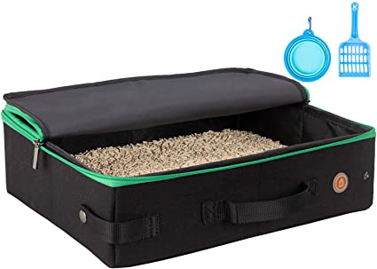 Portable Cat Litter Box for Traveling with Medium Cats and Kitties. Leak-Proof, Sturdy, Lightweight, Easy to Clean