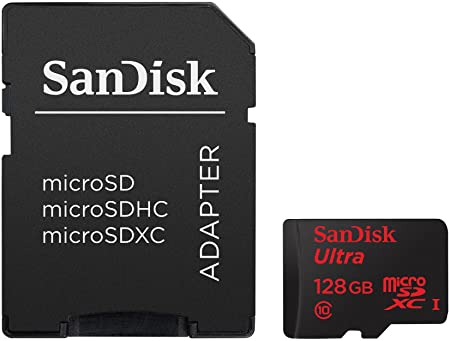 SanDisk Ultra 128GB microSDXC UHS-I Card with Adapter, Black, Standard Packaging (SDSQUNC-128G-GN6MA)