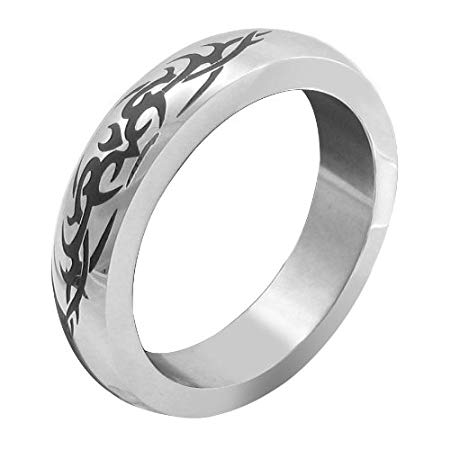 M2M Metal C-ring, Stainless Steel With Tribal Design, Includes Bag, 1.875