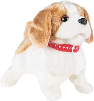 Happy Trails Interactive Plush Puppy Toy– Battery Operated Dog That Walks, Barks and Does Back Flips, Soft and Snuggly Fur, Stuffed Animal Robot , Brown
