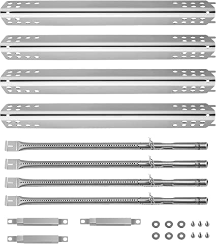 Grill Repair kit for Charbroil Advantage Series 4 Burner 463240015, 463240115, 463343015, 463344015 Gas Grills, Stainless Pipe Burner, Heat Plate Tent Shield, Adjust Carryover Tube Replacement Parts