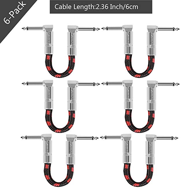 Getaria Guitar Patch Cables Right Angle 1/4 Instrument Cables for Guitar Effect Pedals-(2.36 inch,6cm)