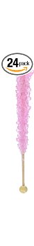 Candy Buffet Store - Pink Rock Candy on a Stick - Pack of 24 (Cherry Flavored) - How to Build a Candy Buffet Table Guide Included - Great for Parties or Girls Birthdays