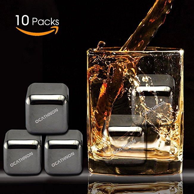 Stainless Steel Ice Cubes, 10 Packs Whiskey Rocks Reusable Ice Cube for Drinks,Whiskey Stones Wine Chiller Rocks Chilling Stones for Whisky/Wine Rouge/Beverage/Juice/Soda as Whiskey Gift