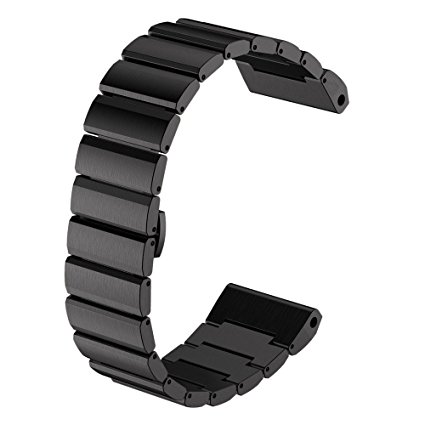 Betterconn 26MM Replacement Stainless Steel Metal Link Bracelet Watch Band Wristbands with Double Button Folding Clasp for Fenix 3 / Fenix 3 HR/ Fenix 5x Smart Watch?Black
