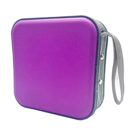 Penxina CD Case, 40 Capacity CD DVD Case Wallet Holder Portable Disc VCD Heavy Duty Binder Storage Organizer (Purple)