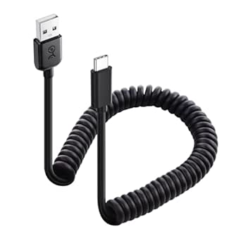 Cable Matters USB to USB C Coiled Cable with 3A/15W Fast Charging 1-4 Feet, Support Apple CarPlay, Android Auto, Coiled USB A to USB C Cable, for iPhone 15/15 Pro/15 Plus/15 Pro Max, Galaxy S23, iPad