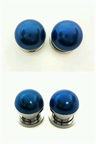 Handmade Blue Sapphire Pearl Plugs - 2g, 0g, 00g, and 1/2 inch - Wedding Jewelry - Professional Gauges