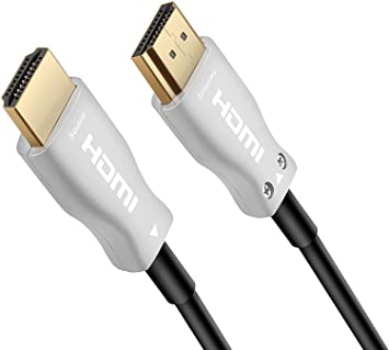 150ft (45M) Fiber HDMI Cable (Hybird of Copper and Fiber) 4K@60Hz, 18.2 Gbps-3D/Arc/HDCP2.2/HDR/CEC/EDID, (150 Feet) 45 Meters 2.0B Fiber Optic Support Cable, Metal Shell with Gold Plated Connectors