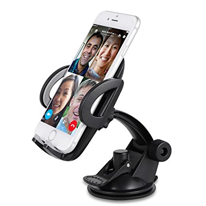 Amoner Universal Car Windshield / Dashboard Car Phone Mount Holder Flexible 360 Rotating with Suction Cup for iPhone 7 7 Plus 6 6S Plus SE Galaxy Note 7 5 4 S7 S6 Edge LG G5 G4 Nexus 5x 6P