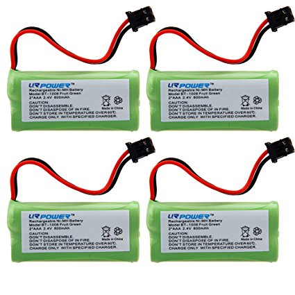 URPOWER® 4 Packs 2.4V Ni-MH Cordless Home Phone Battery for Uniden BT-1008 BT1008 BT-1008S BT1008S BT-1016 BT1016 BT-1021 BT1021 DECT2080 DECT20803 Empire CPH-515B CPH515B