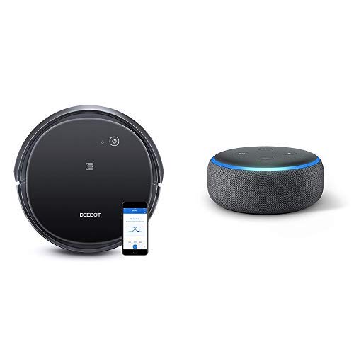 ECOVACS DEEBOT 500 Robotic Vacuum Cleaner with Max Power Suction, Up to 110 min Runtime and Echo Dot (3rd Gen) - Smart Speaker with Alexa - Charcoal