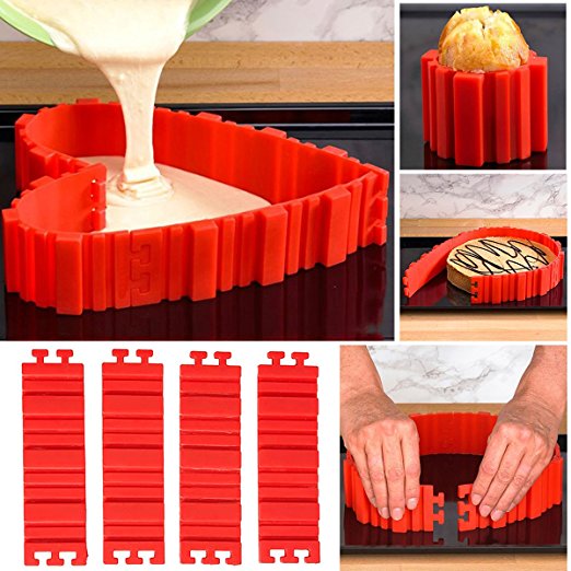 Silicone Cake Molds- Magic Bake Snake- Nonstick and Heat Resistant Reusable BPA-free Food Grade Silicone Cake Pan DIY Baking Mould Tools- 4pcs,Create Any Shape of Cake,Bread, Pizza,Pastry,Muffin