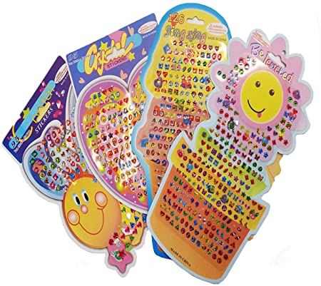 UPlama 12 Cards 1125 Pairs Adhesive Sticks Earrings,Gems Stickers,Girls Teens Sticker Earrings,Multicolor and Assorted Shapes