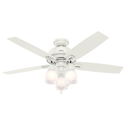 Hunter 53337 Casual Donegan Fresh White Ceiling Fan With Light, 52"