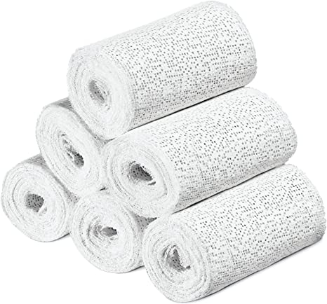 Navaris Plaster Cloth Rolls (M, Pack of 6) - Gauze Bandages for Body Casts, Craft Projects, Belly Molds - Easy to Use Wrap Strips - 4" W x 118" L