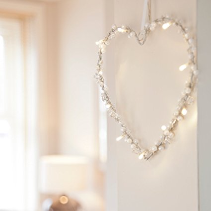 Battery Operated Heart Fairy Light Wreath with 10 Warm White LEDs by Lights4fun
