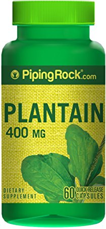 Piping Rock Plantain Leaf 400 mg 60 Quick Release Capsules Plantago Major Dietary Supplement