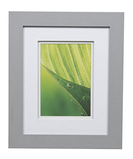 GALLERY SOLUTIONS 8x10 Flat Grey Picture Frame with Double White Mat For 5x7 Image